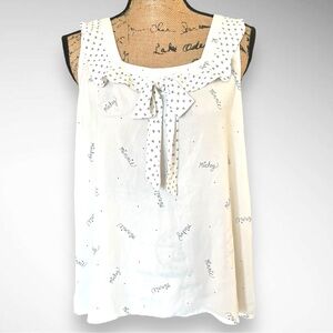 DISNEY A COLLECTION BY LAUREN CONRAD White Sleeveless Minnie Mouse Blouse |‎ EUC
